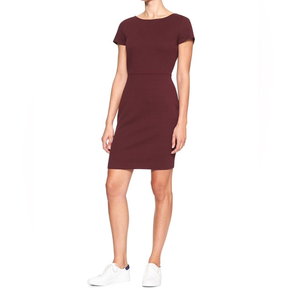 BANANA REPUBLIC TEXTURED KNIT SCOOP-BACK SHEATH DRESS 4 S office professional